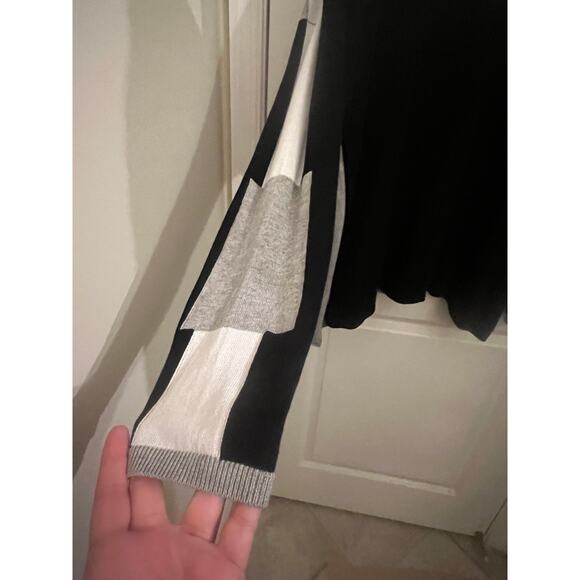 PLANET by Lauren G Pima Cotton Modal Sweater Black Gray OS Colorblock Luxury - Picture 4 of 6